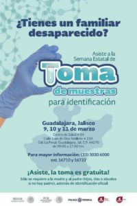 Invitan autoridades a toma de muestras de ADN para familiares desaparecidos