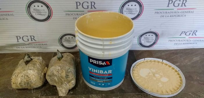 Hallan droga dentro de cubeta de pintura; tenía como destino Nayarit