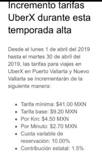 Aumenta Uber sus tarifas durante todo abril 1 Aumenta Uber sus tarifas durante todo abril