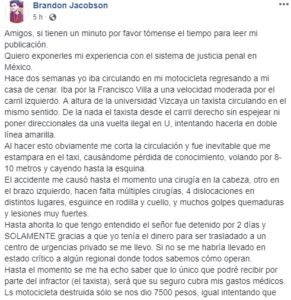 Taxista lo dejó incapacitado y salió libre a los 2 días, exige justicia 2 Taxista lo dejó incapacitado y salió libre a los 2 días, exige justicia
