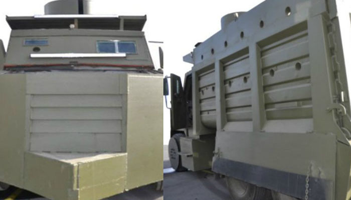 Decomisan dos vehículos blindados con siglas de grupo de delincuencia