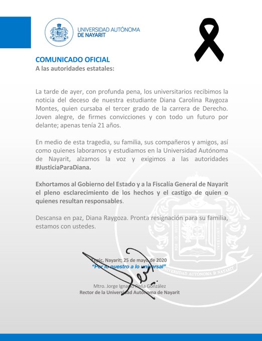 Exigen #JusticiaParaDiana, estudiante asesinada en Nayarit