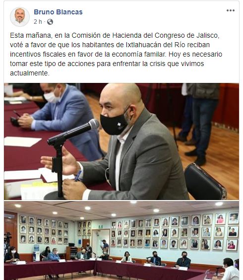 Diputado de Vallarta vota por incentivos fiscales... En Ixtlahuacán del Río