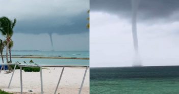 Habitantes de Cancún presenciaron una atípica tromba marina