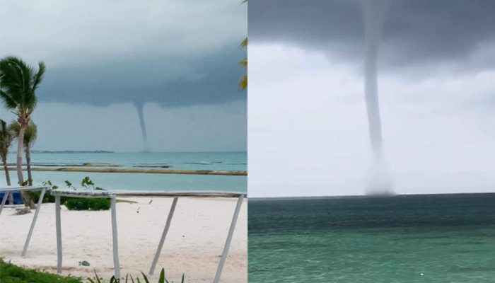Habitantes de Cancún presenciaron una atípica tromba marina
