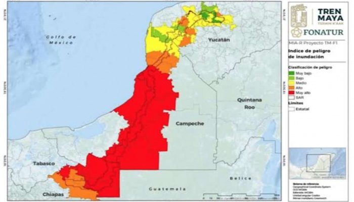Fase 1 de Tren Maya tiene 54 áreas con peligro de inundaciones