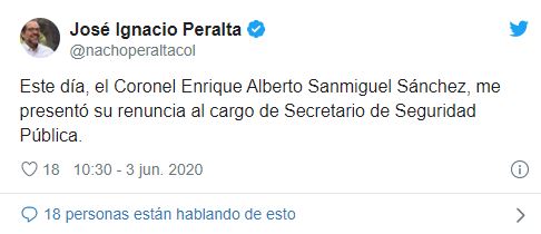 Renuncia secretario de Seguridad Pública de Colima