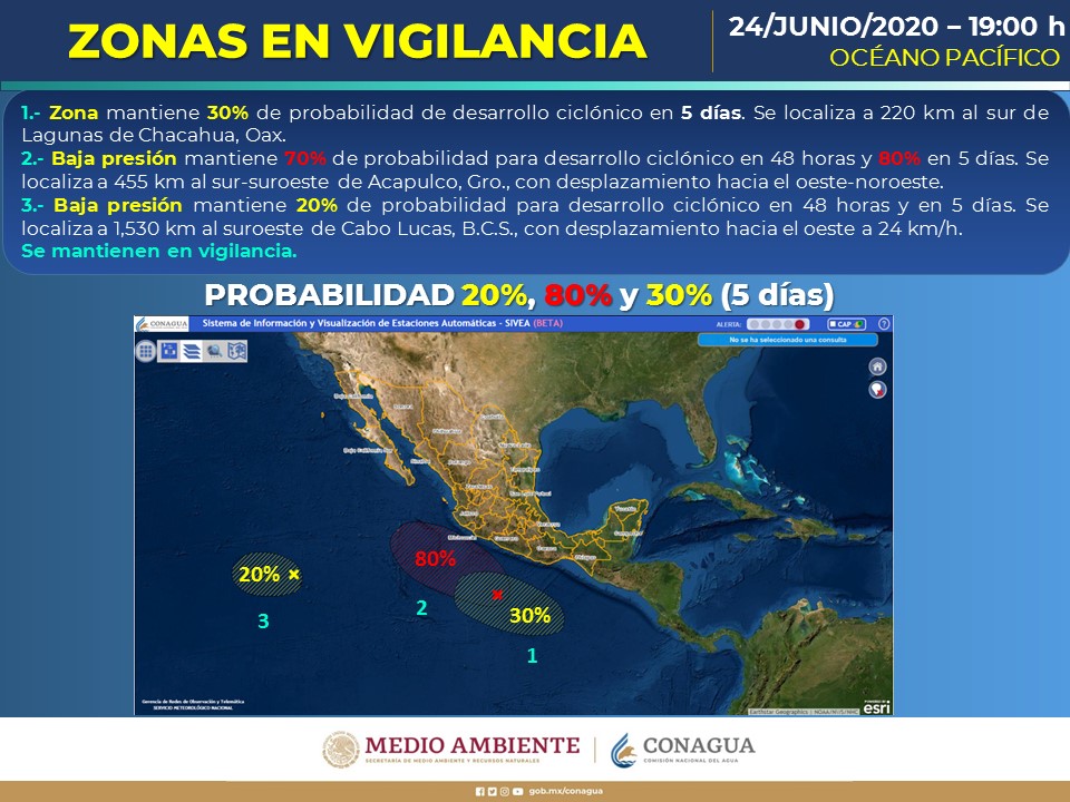Zona de baja presión al sur de Guerrero podría convertirse en ciclón