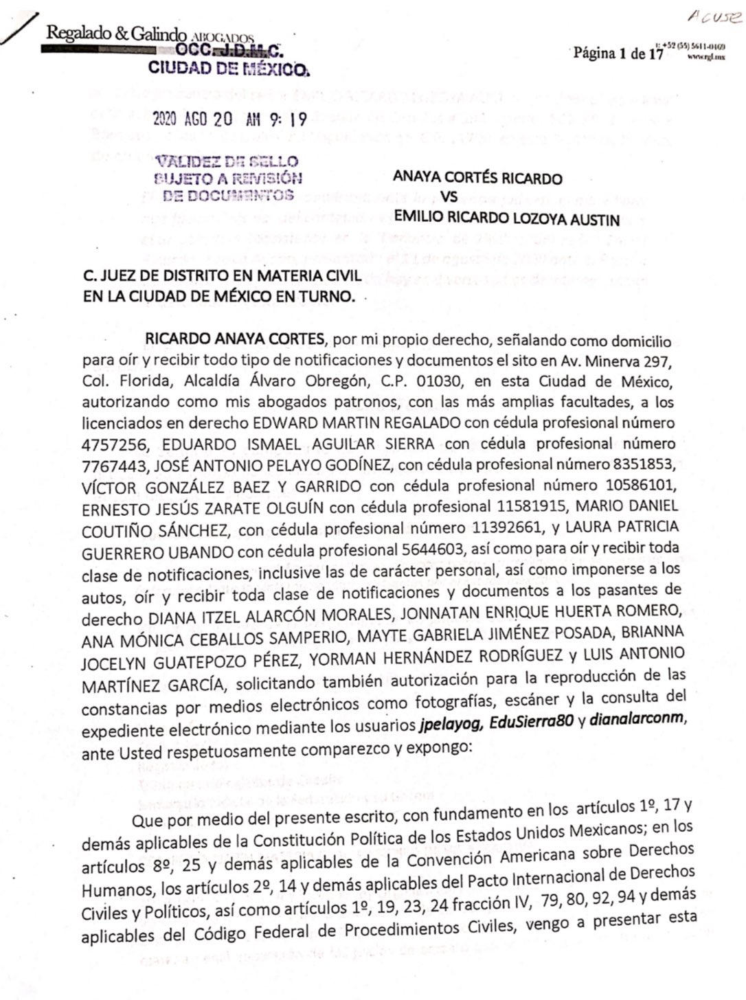 Lozoya dice que Ricardo Anaya recibió 6.8 mdp de sobornos