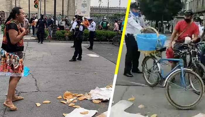 Policías tiran mercancía a 'Lady Tacos de Canasta'