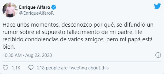 Enrique Alfaro desmiente supuesta muerte de su padre 1 Enrique Alfaro desmiente supuesta muerte de su padre