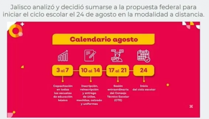 Jalisco se 'alinea'a estrategia educativa, confirman 24 de agosto como fecha de regreso