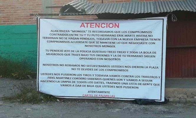 Amenazan en narcomantas a candidatos a alcaldes en Hidalgo