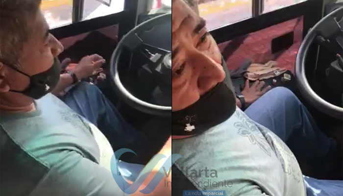 "Usted no los debe dejar subir sin cubrebocas", reclama usuaria a chofer de Unibus