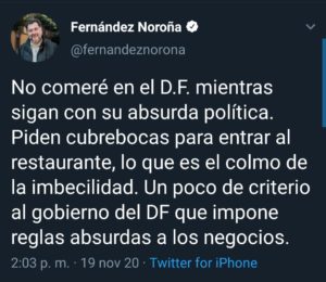 Ellos nos 'representan... Noroña insulta al gobierno de la CDMX por uso de cubrebocas 1 Ellos nos 'representan... Noroña insulta al gobierno de la CDMX por uso de cubrebocas