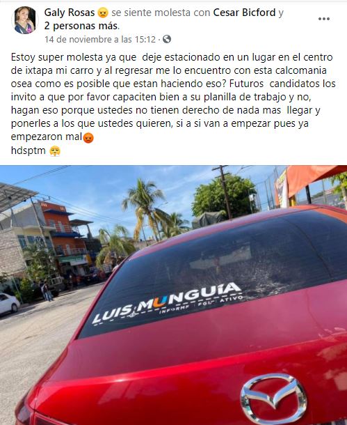 Siguen las quejas contra Munguía por colocar calcas sin permiso