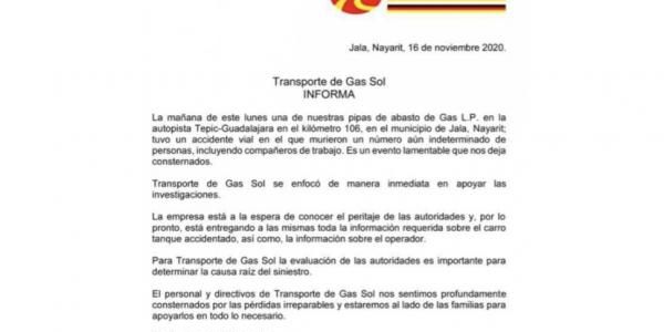 Empresa dueña de pipa colabora en investigación sobre explosión 1 Empresa dueña de pipa colabora en investigación sobre explosión