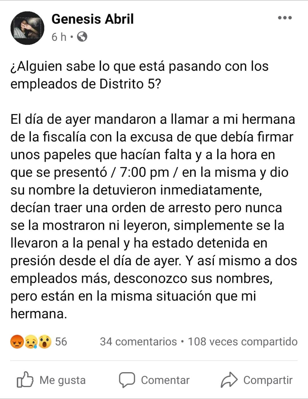 Hermana de detenida por caso Aristóteles pide ayuda en redes sociales