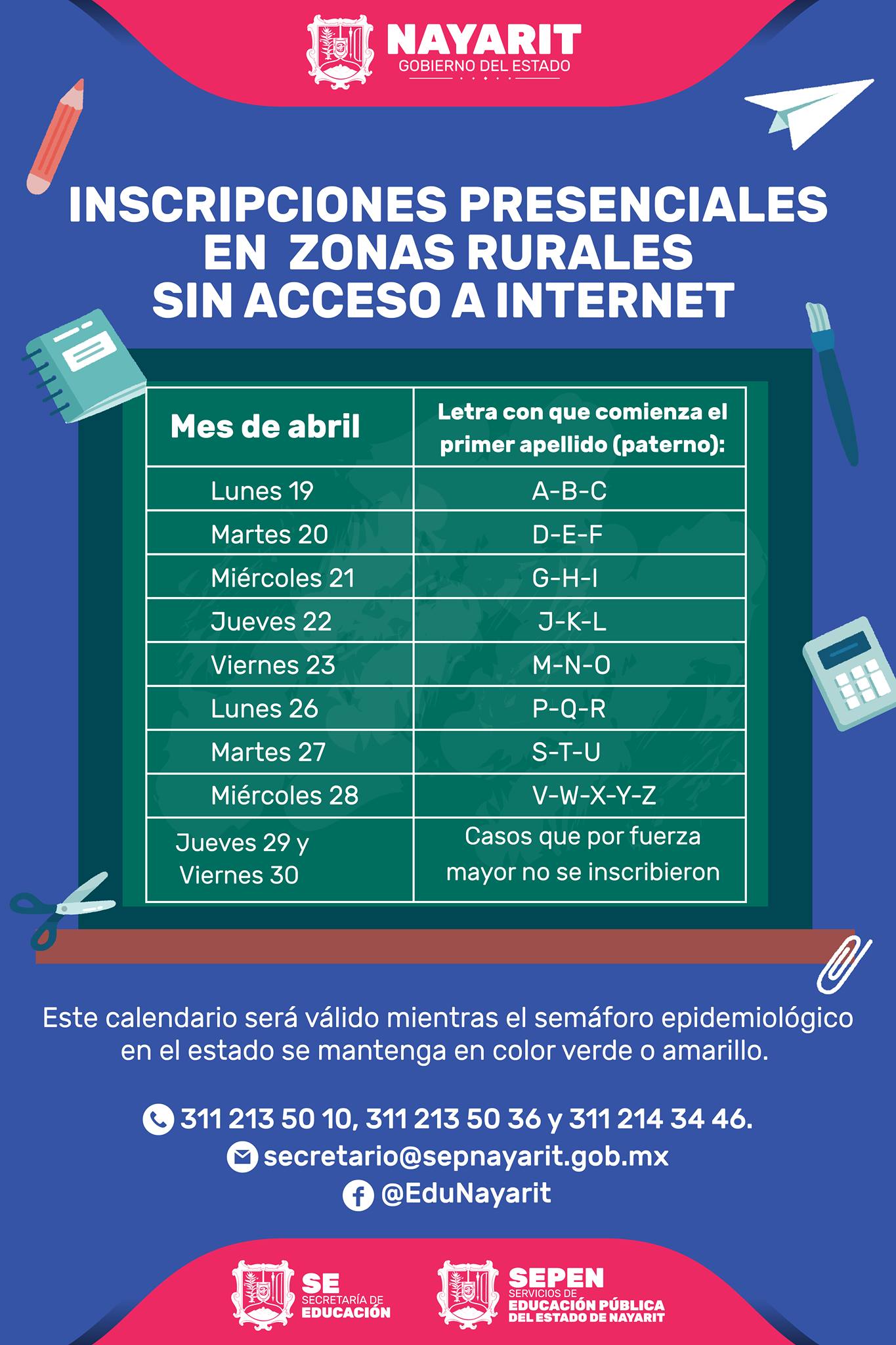Del 19 al 30 de abril serán inscripciones presenciales a educación básica