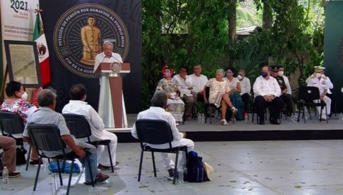 Pide López Obrador perdón al pueblo Maya