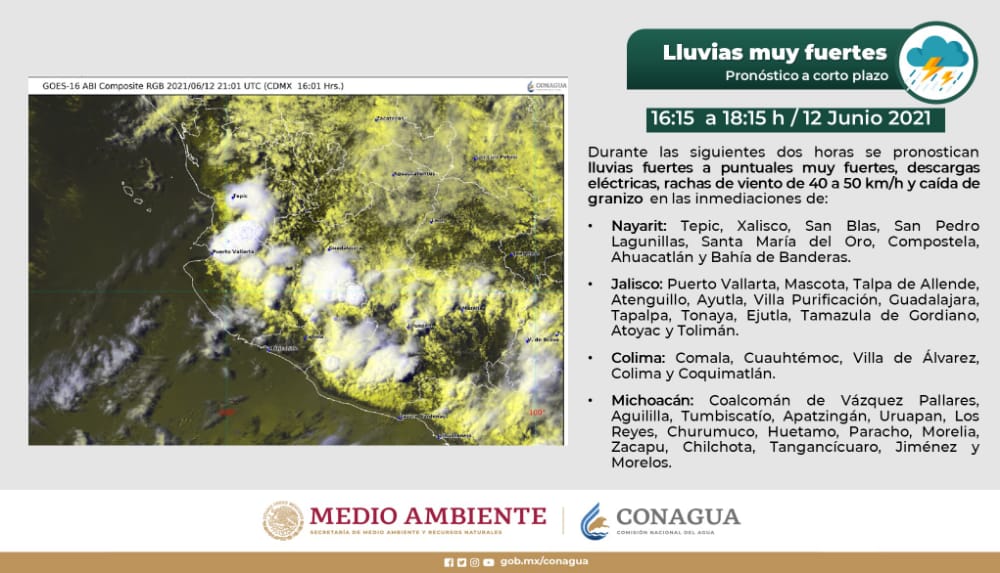 Fin de semana con lluvias y vientos fuertes pronostica la Conagua