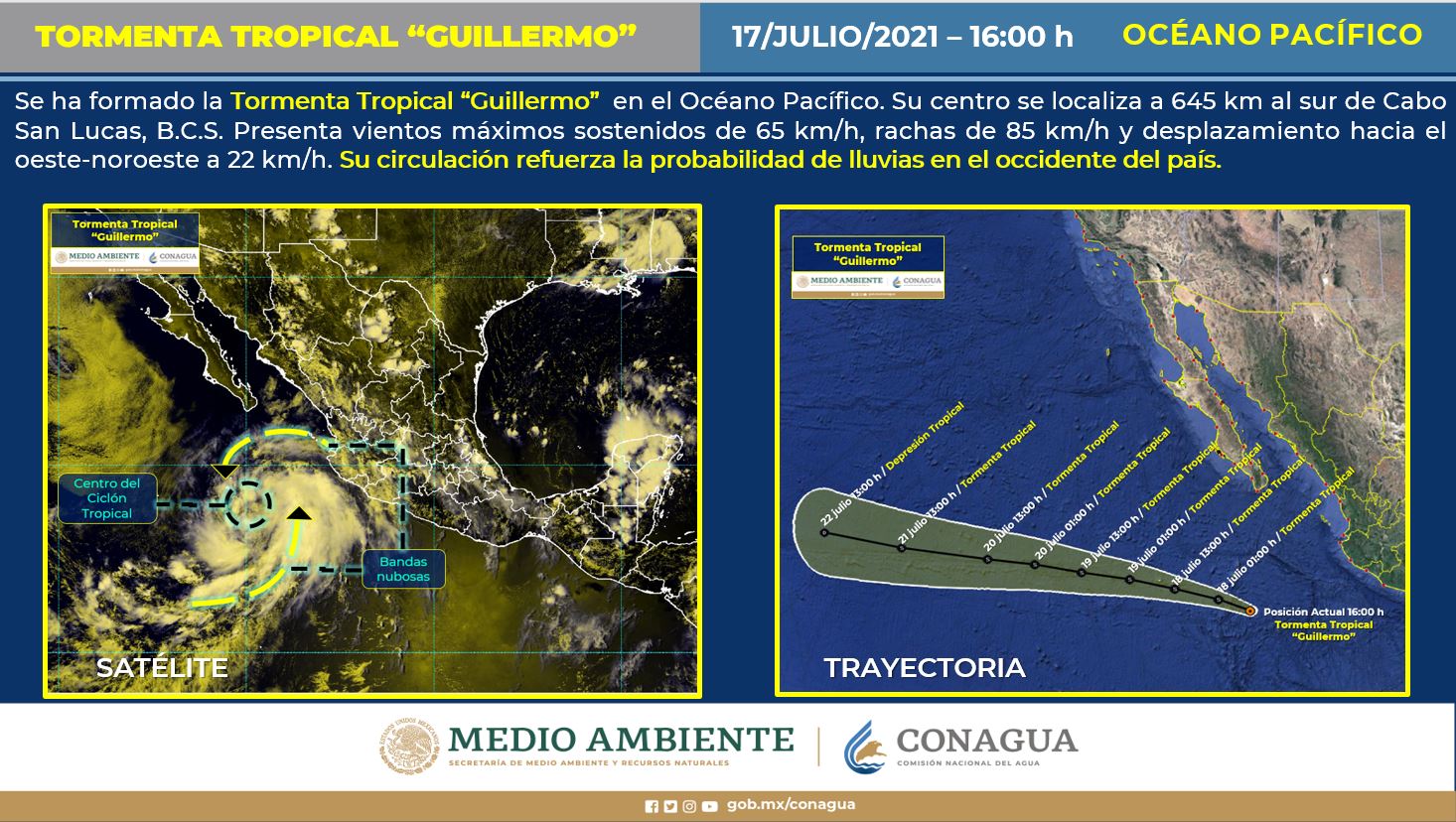 Se forma en el Pacífico la tormenta tropical 'Guillermo'