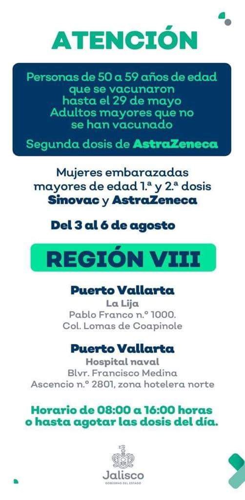 Serán 4 días de vacunación para mayores de 50 en Vallarta