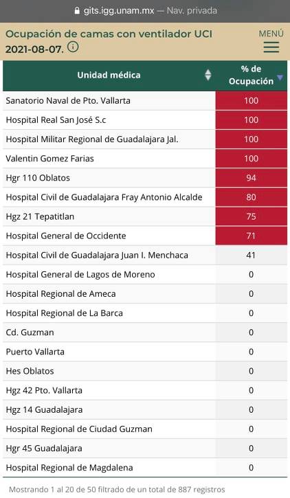 No hay camas con ventilador artificial en Puerto Vallarta