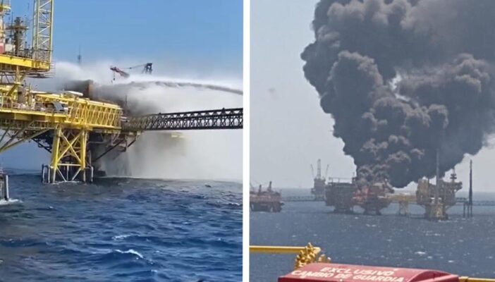 AMLO confirma un muerto y varios desaparecidos tras incendio en plataforma de Pemex