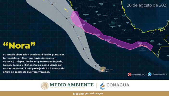 Tormenta tropical ''Nora'' se forma en el Pacífico