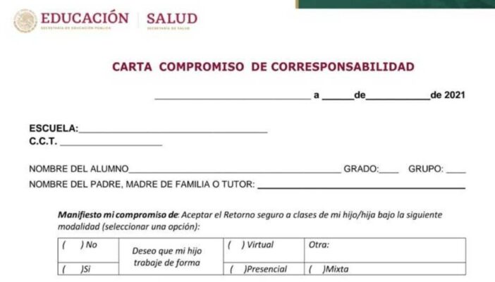 Informa AMLO que carta compromiso no será obligatoria en el regreso a clases