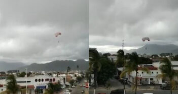 Turista vuela sin control en parachute y cae en Versalles