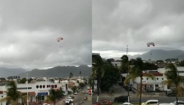 Turista vuela sin control en parachute y cae en Versalles