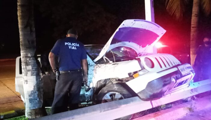 Chocó contra una palmera y abandonó ahí a su pareja