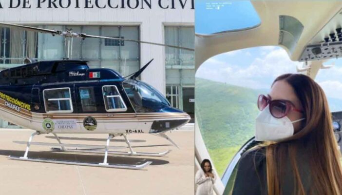 Esposa de funcionario del IMSS pasea en helicóptero con vacunas Covid