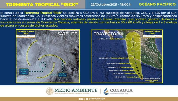 Se forma la tormenta tropical Rick en el Pacífico, entre Guerrero y Colima