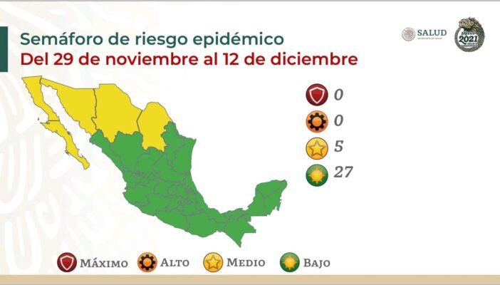 México da un paso atrás en el semáforo epidemiológico nacional