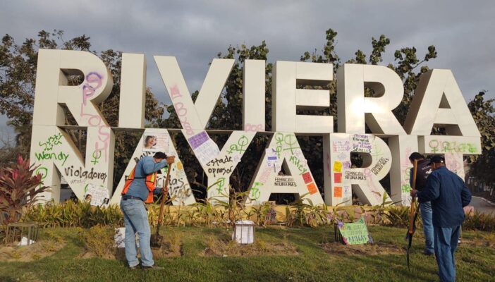 Pintaron letras de ingreso a la Riviera Nayarit
