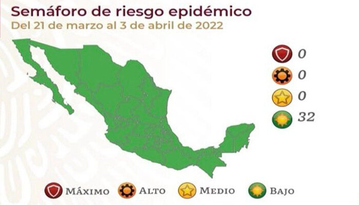 Todo México en verde, por primera vez desde que inició la pandemia