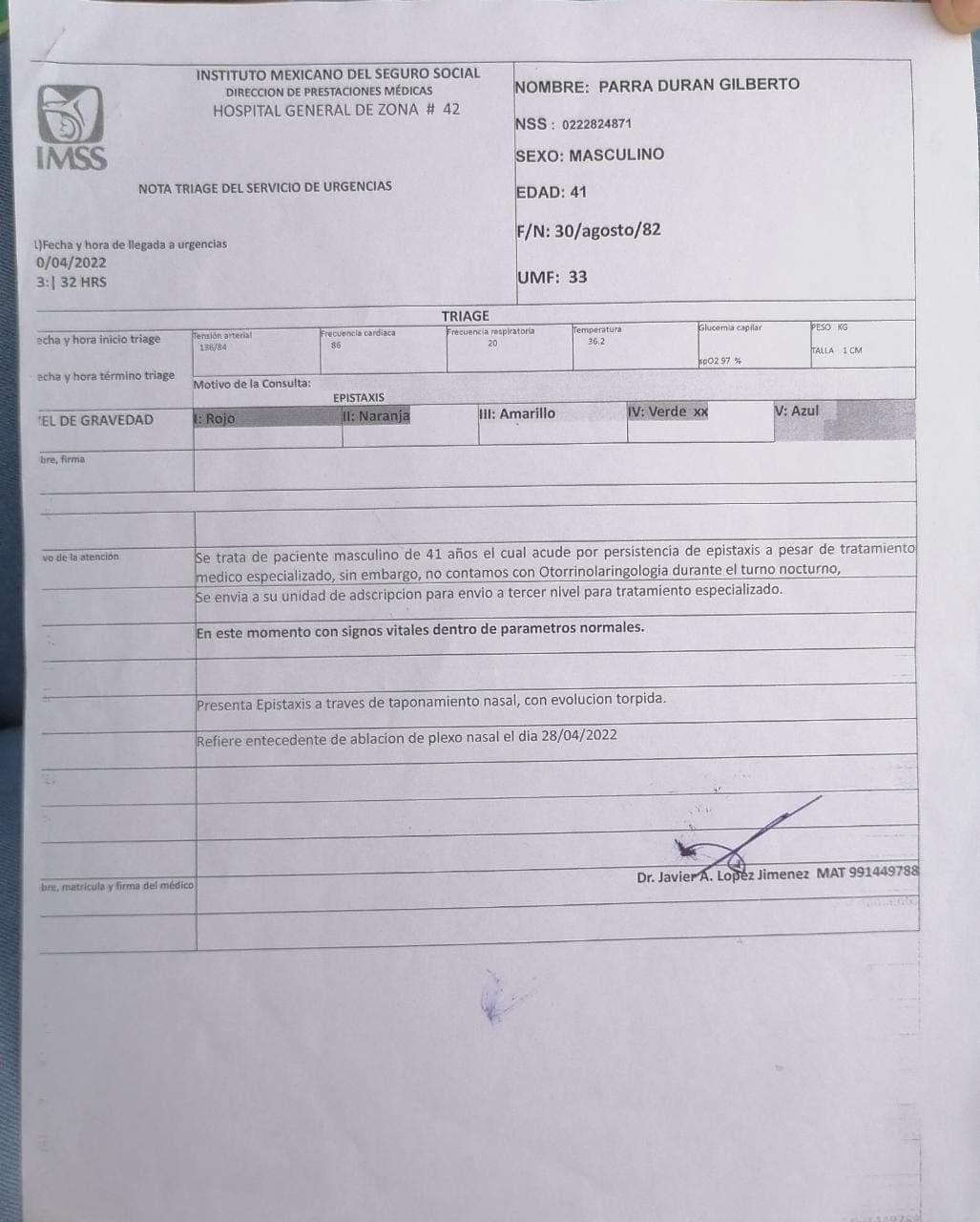 Requiere cirugía urgente y en el IMSS no lo mandan a Tepic 1 Requiere cirugía urgente y en el IMSS no lo mandan a Tepic