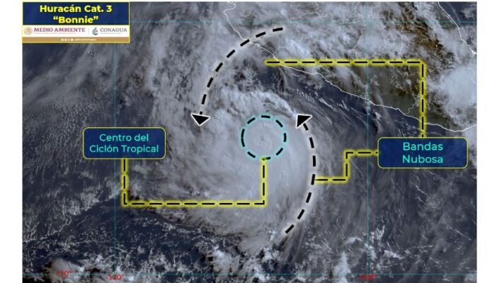 Huracán Bonnie se intensifica a categoría 3