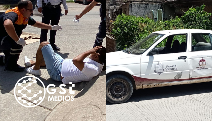 Motociclista se impacta en vehículo propiedad del Ayuntamiento de Vallarta