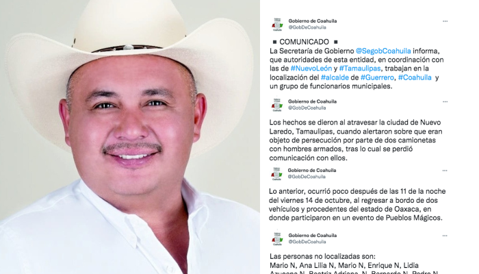 Alcalde de Guerrero, Coahuila, desaparece junto con su familia