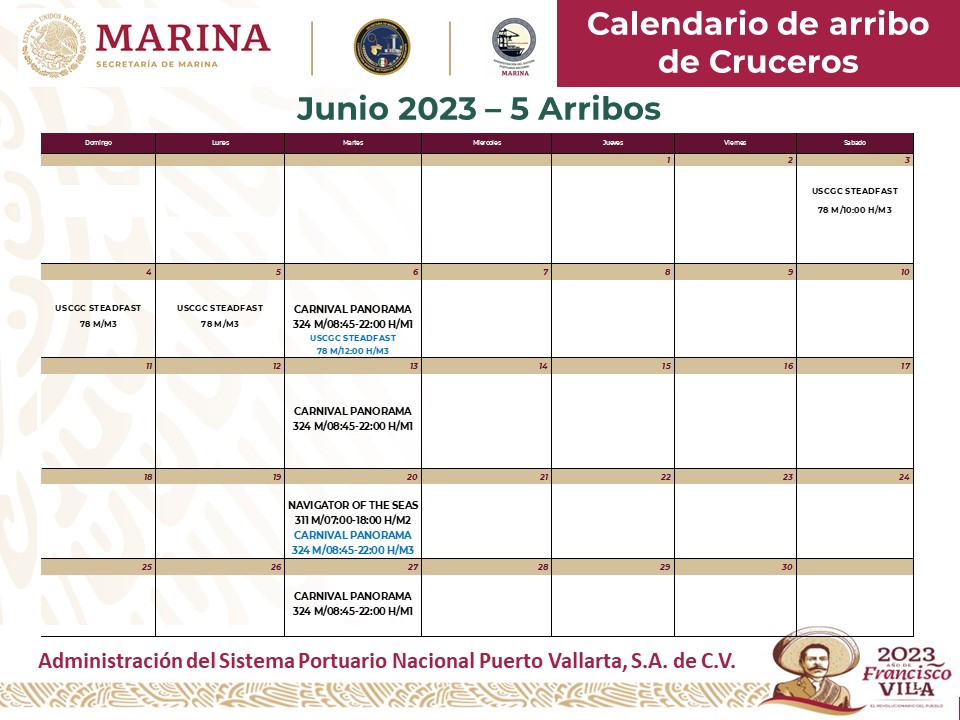 ¿Cuántos cruceros llegarán a Puerto Vallarta en junio? 1 ¿Dónde llegan los cruceros en Vallarta?