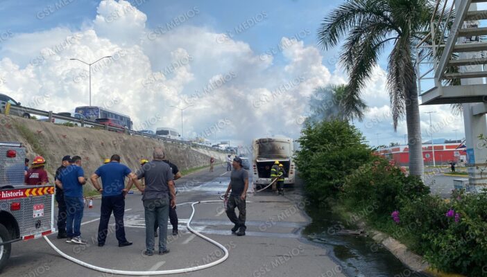 Incendio consume camión de Transportes Del Valle en Bahía de Banderas