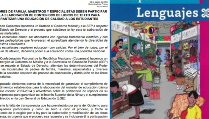 comunicado coparmex sobre libros de texto