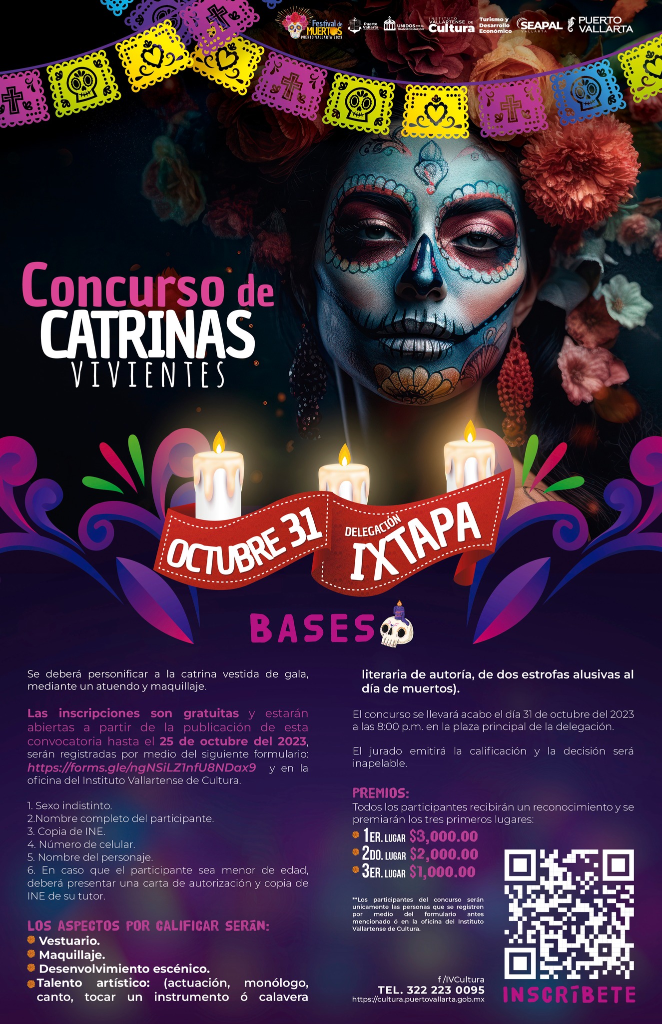 Dan a conocer las bases para los concursos de catrinas vivientes en Puerto Vallarta