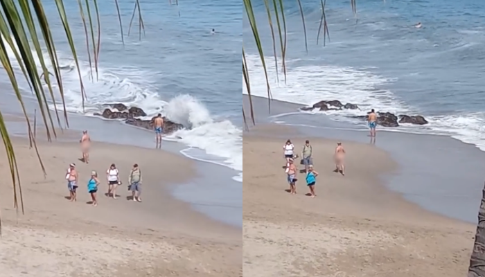 VIDEO: Captan a turista desnudo en playa de Puerto Vallarta