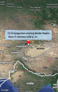 Fuerte sismo magnitud 7 sacude la frontera entre China y Kirguistán