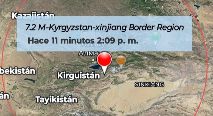 Fuerte sismo magnitud 7 sacude la frontera entre China y Kirguistán